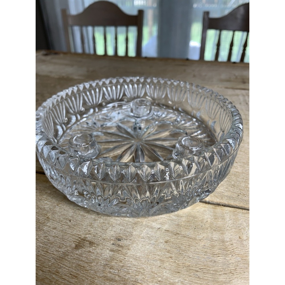 Vintage Glass 3 Candle Holder for 1/4" Candles Lovely Decor